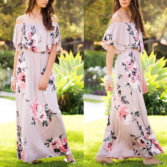 CARLIE Off Shoulder Floral Maxi Dress - Picture 1 of 2